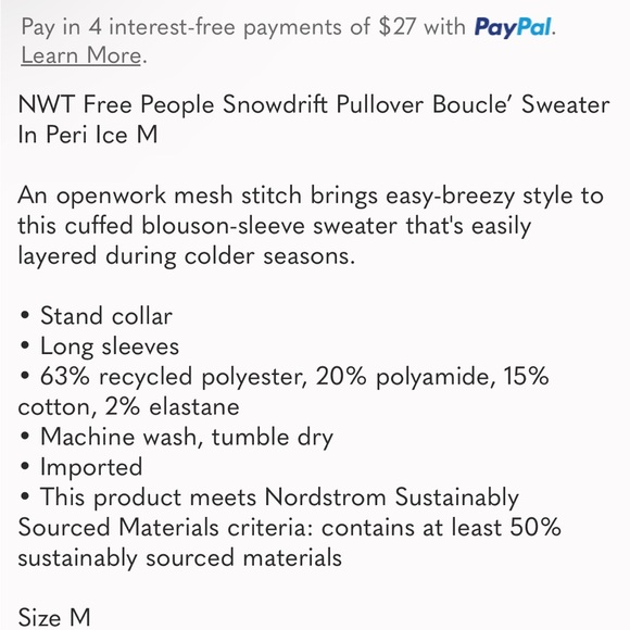 #101. NWT Free People snow drift light blue sweater - Picture 7 of 12